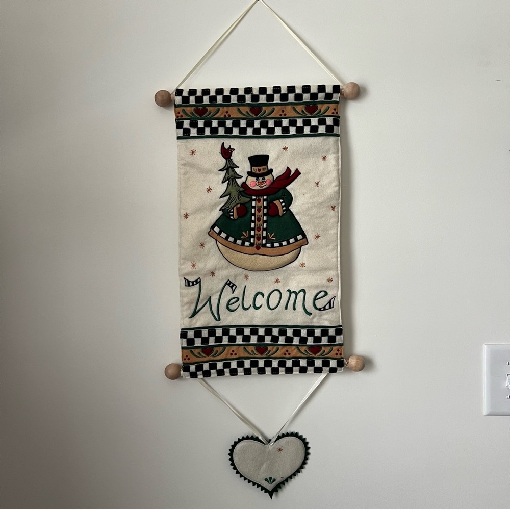 Snowman Welcome Felt Tapesty